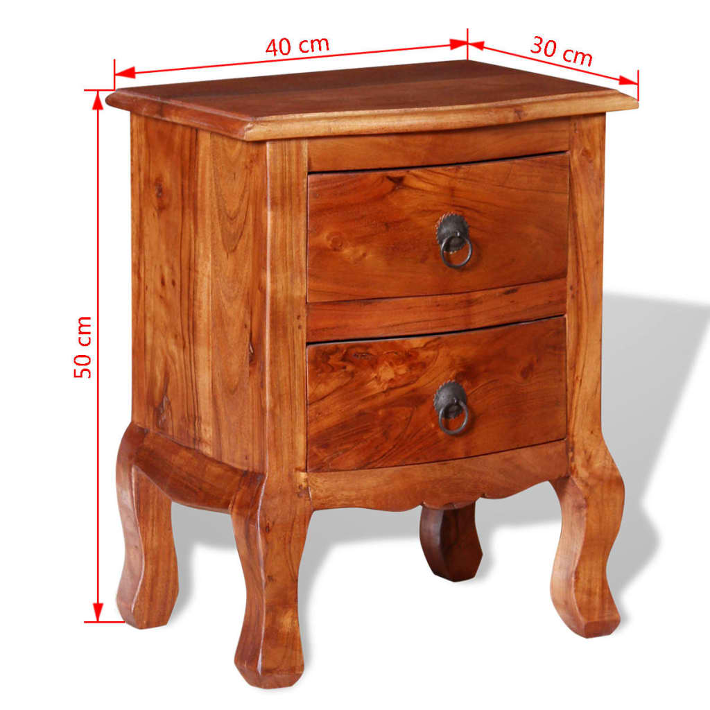 Tables de chevet avec tiroirs 2 pcs Bois d'acacia massif - Imagem 10