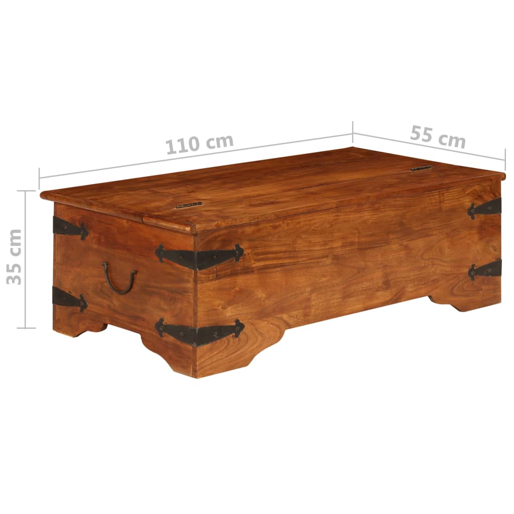 Table basse Bois d'acacia solide avec finition miel 110x55x35cm - Imagem 13