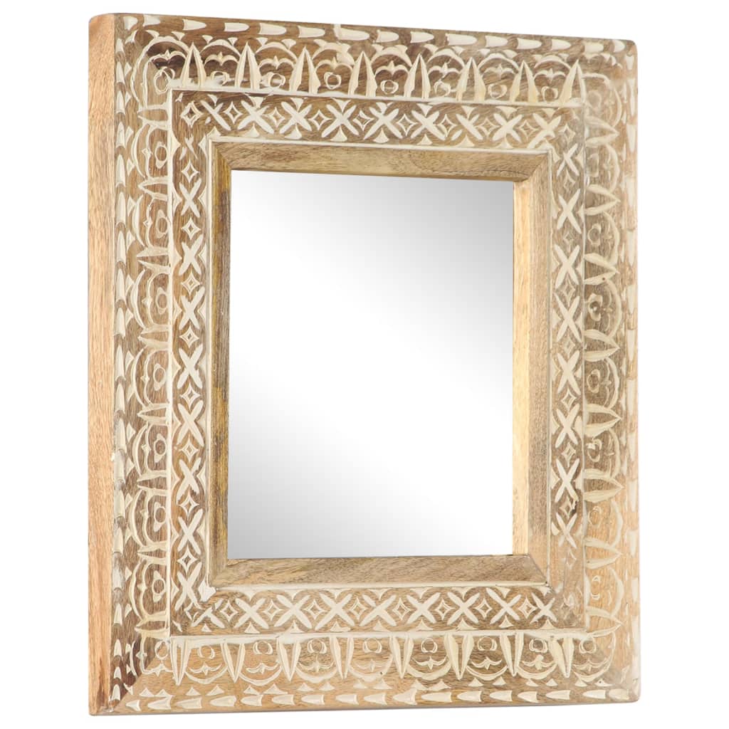 Miroir sculpté à la main 50x50x2,6 cm Bois de manguier solide - Imagem 9