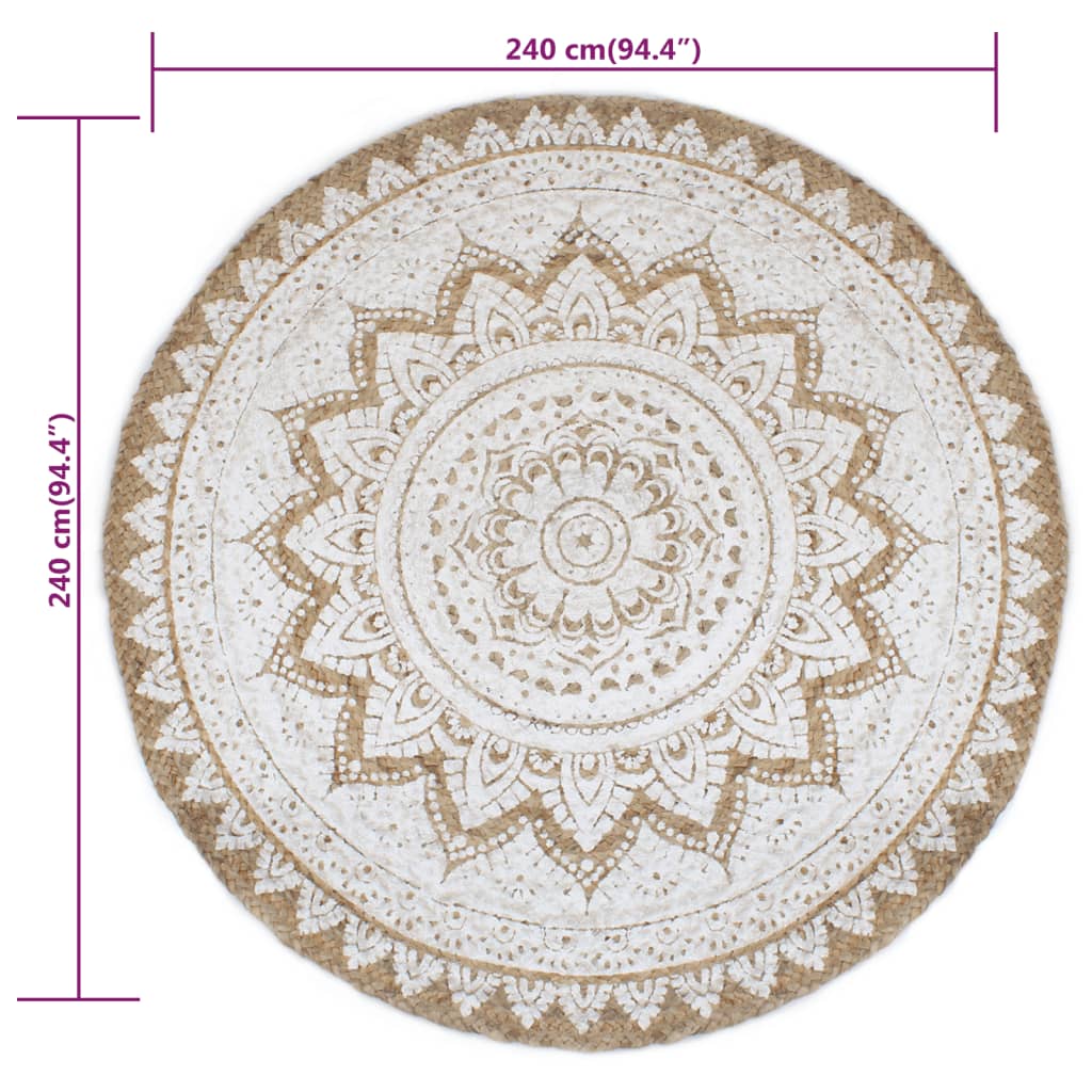 Tapis de sol Jute tressée imprimée Rond - Imagem 6