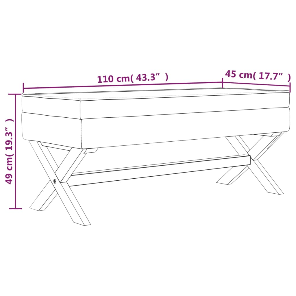 Tabouret de rangement foncé 110x45x49 cm Tissu - Imagem 7