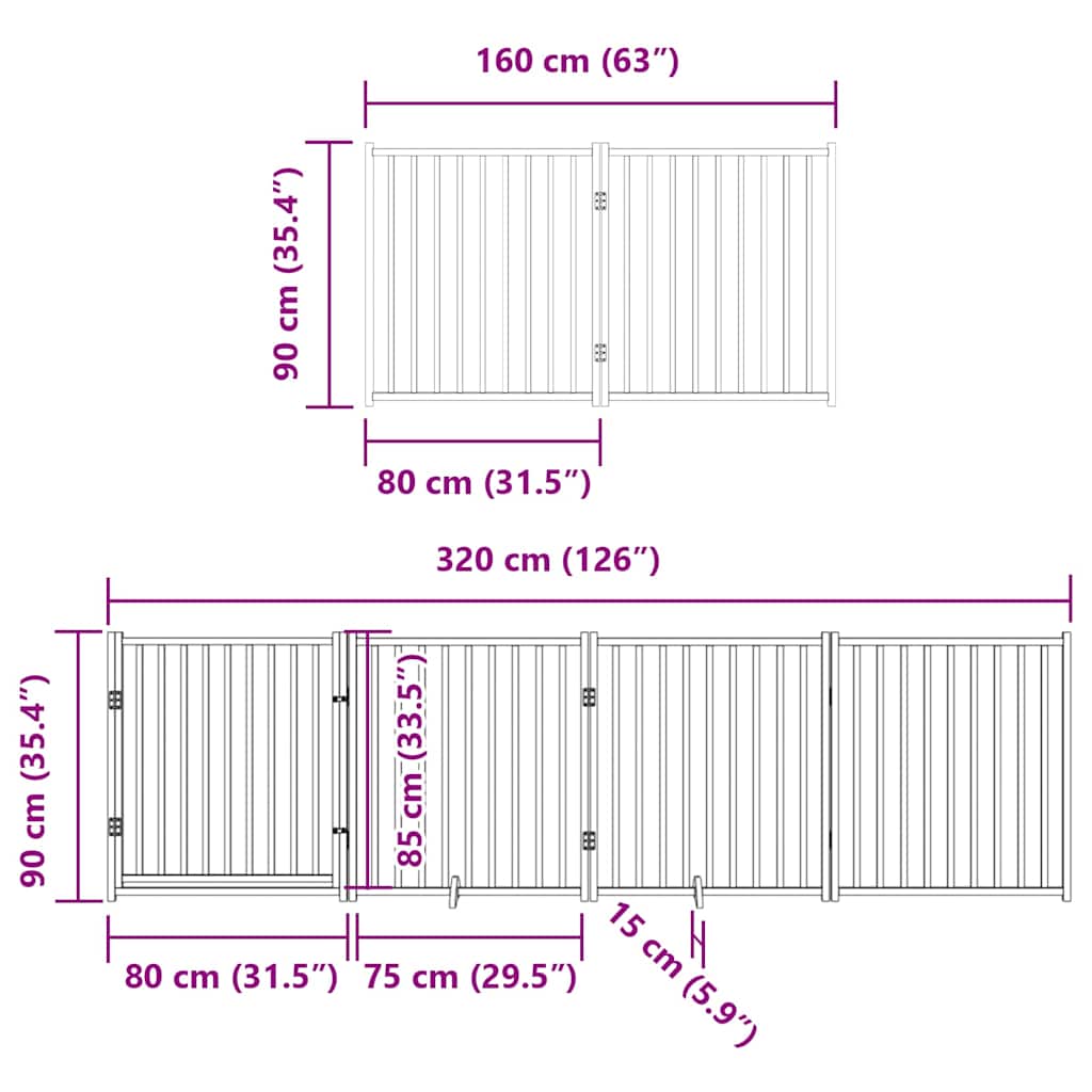 Barrière pour chien porte pliable 12 panneaux bois de peuplier - Imagem 12