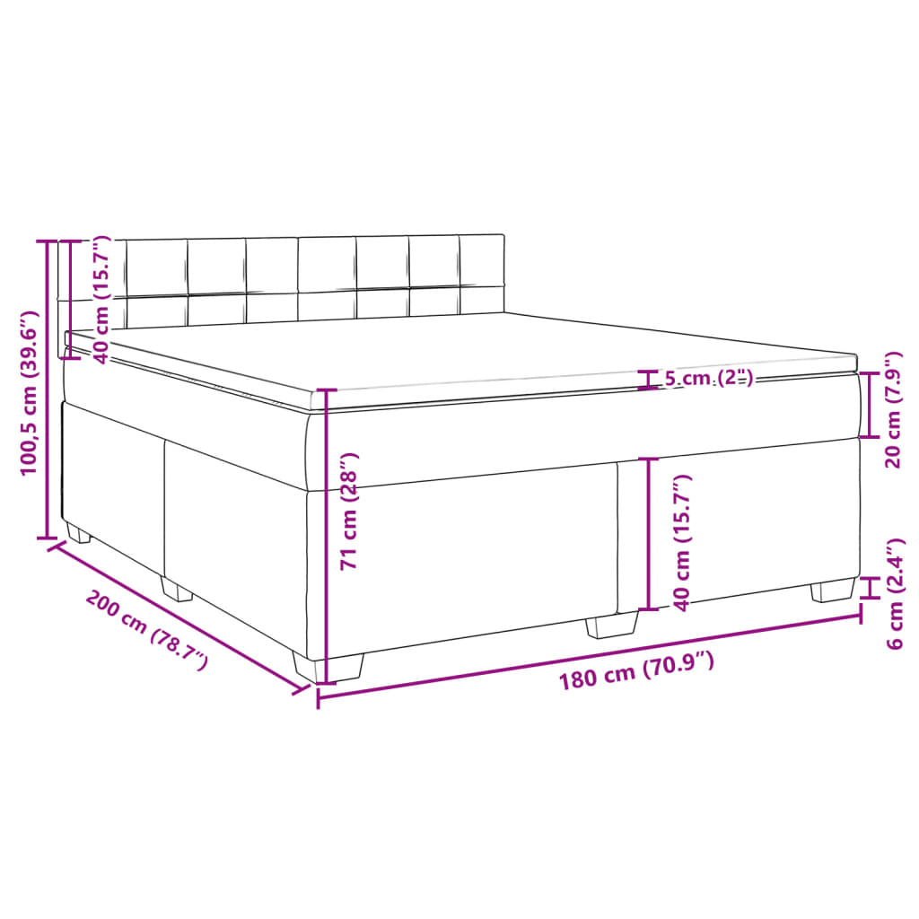 Sommier à lattes de lit avec matelas 180x200 cm Tissu - Imagem 13