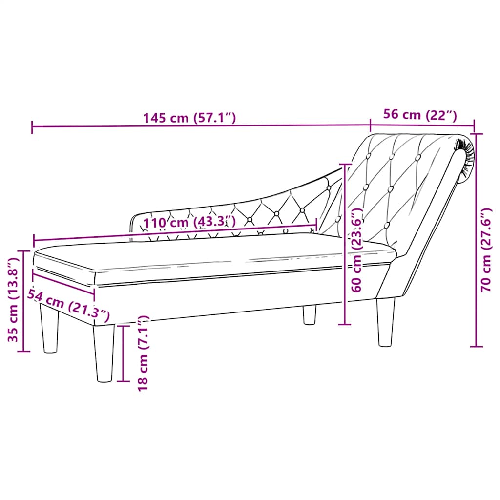 Fauteuil long avec coussin et accoudoir droit tissu - Imagem 9