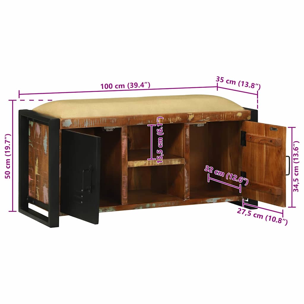 Cabinet Banc Bois massif de récupération - Imagem 13