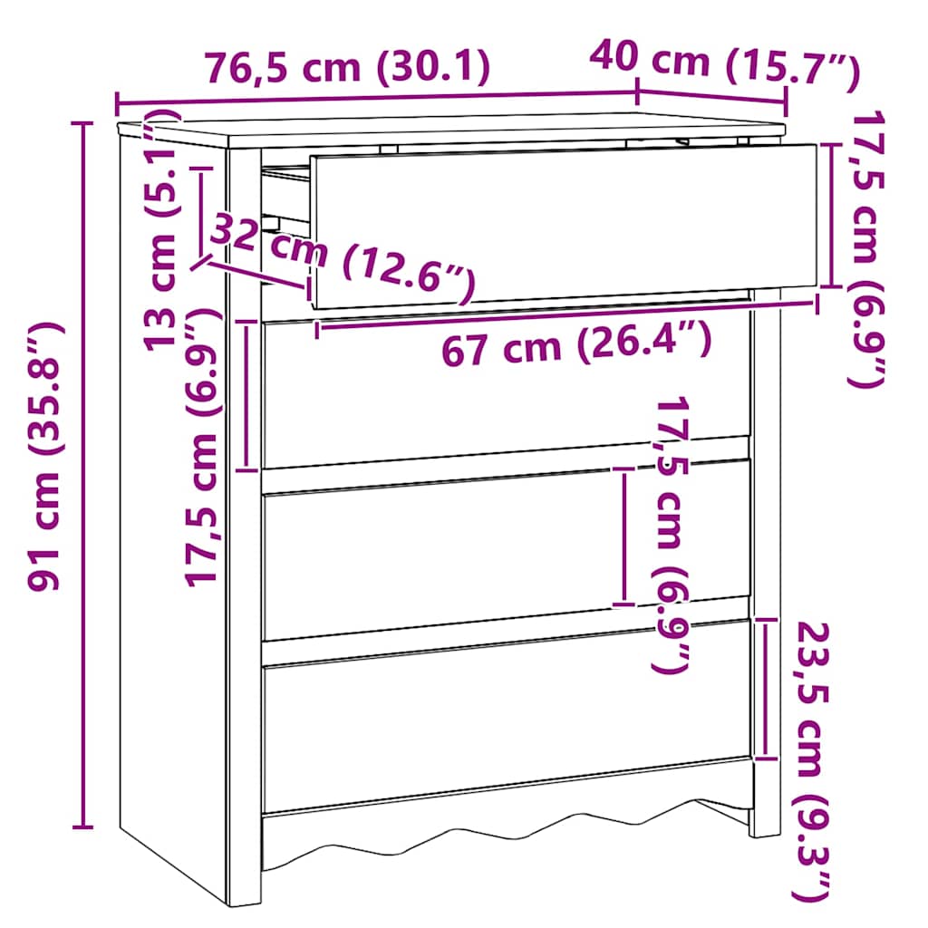 Commode Drammen Bois de pin massif - Imagem 12