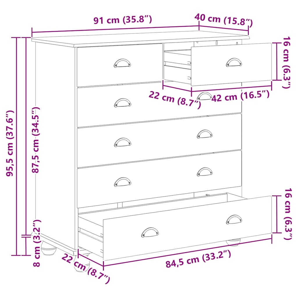 Commode ASKIM Bois de pin massif - Imagem 13