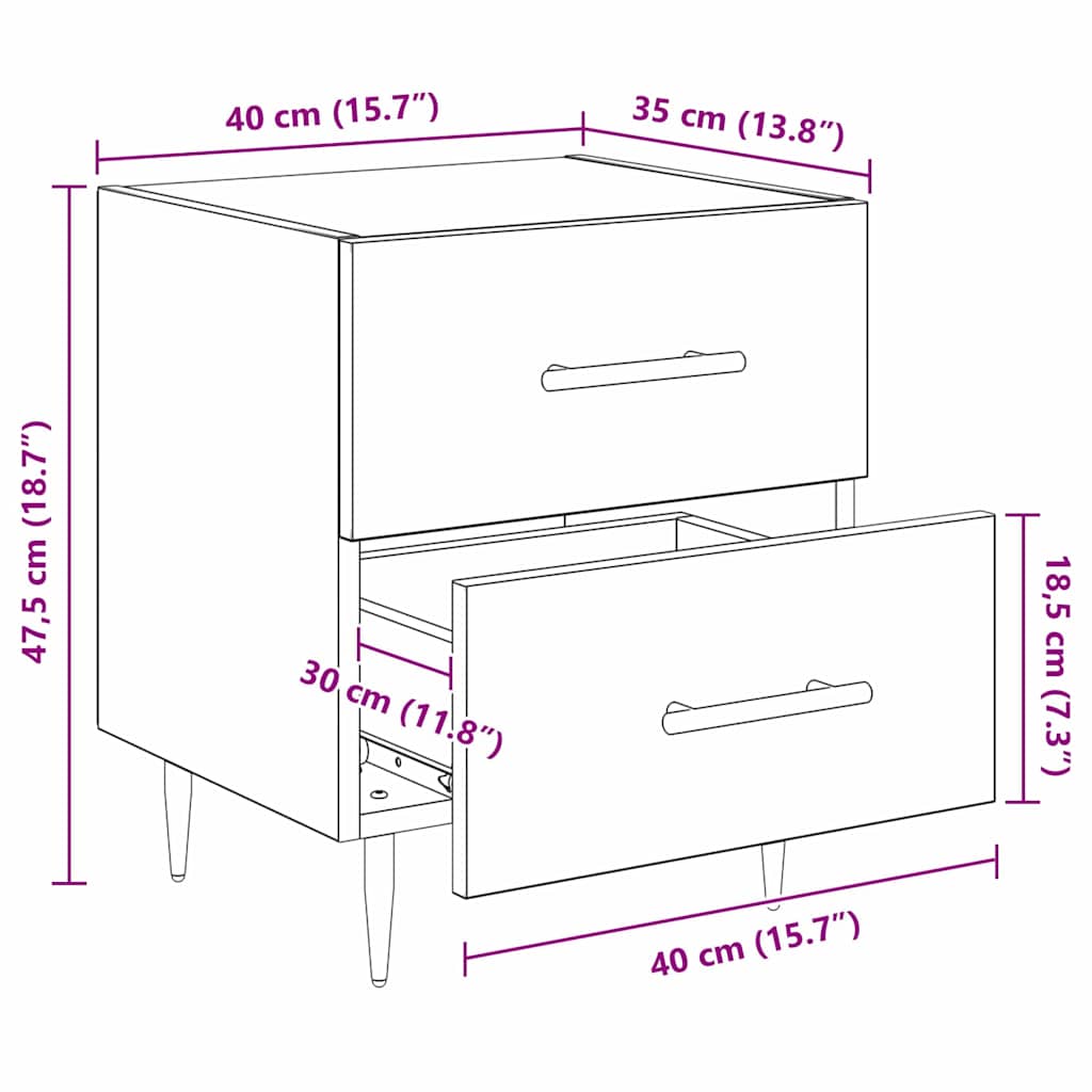 Cabinet de chevet avec tiroir Chêne artisanal - Imagem 13