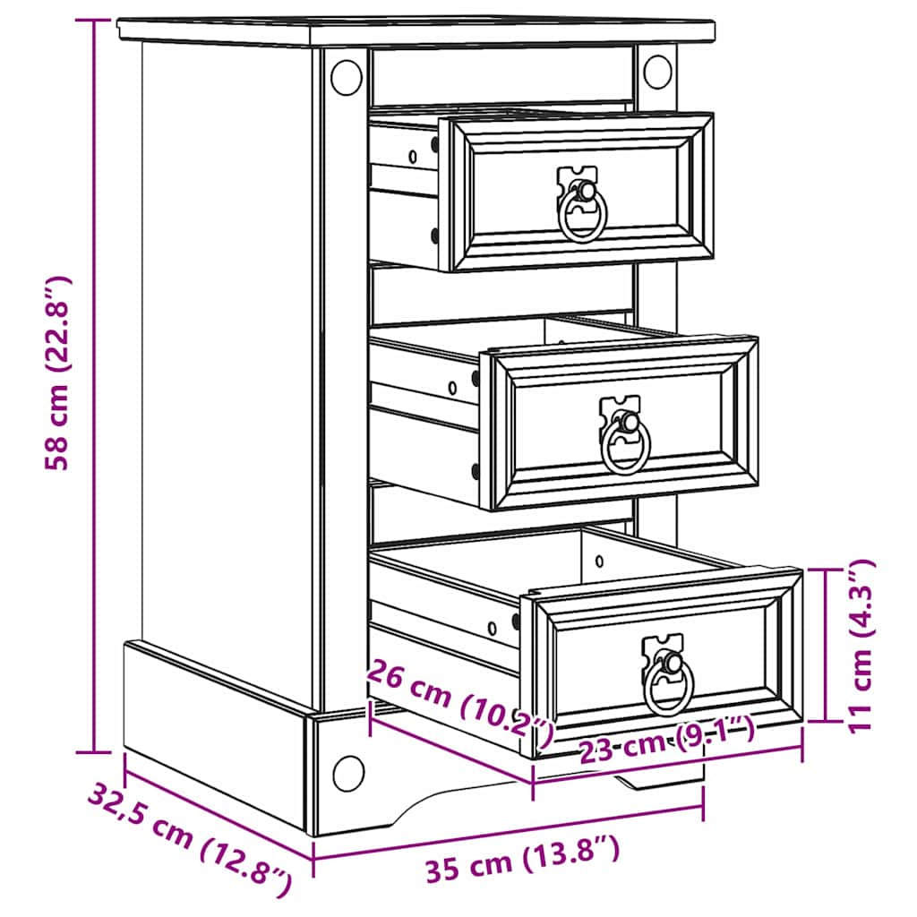 Table de chevet avec tiroir Pin massif - Imagem 13