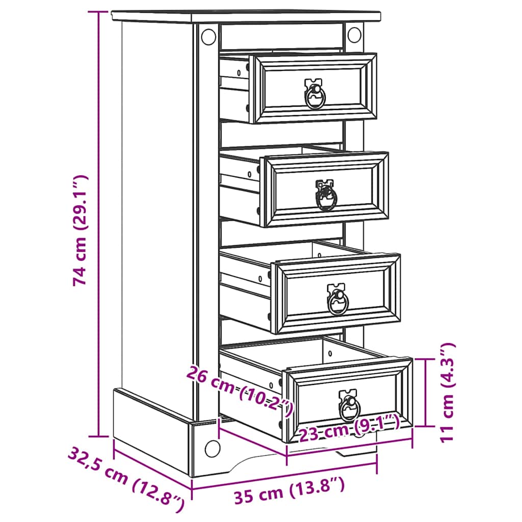 Table de chevet avec tiroir Pin massif - Imagem 13