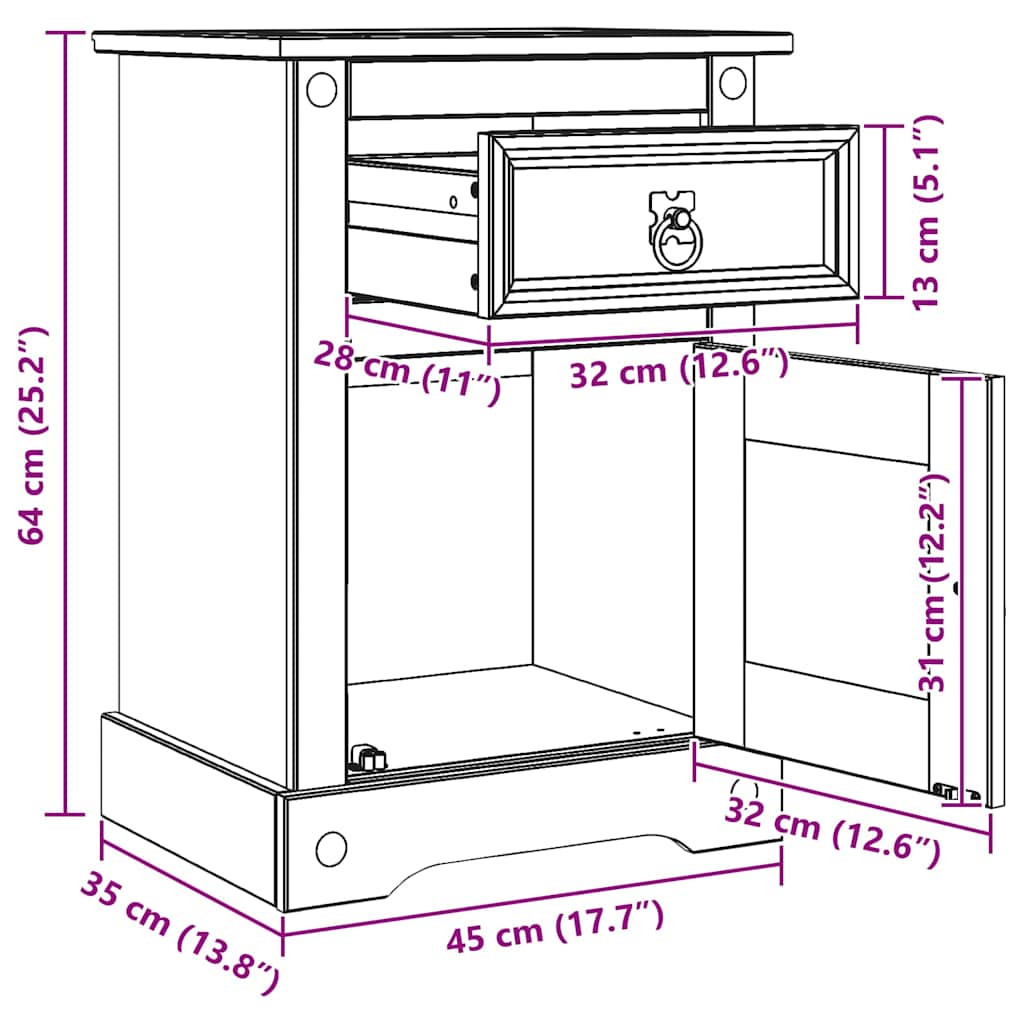 Table de chevet avec tiroir Pin massif - Imagem 13