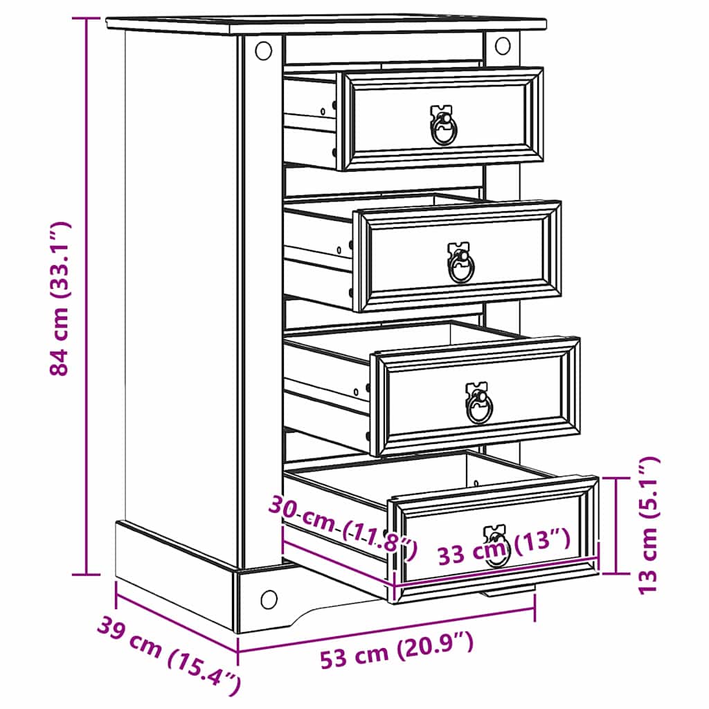 Table de chevet avec tiroir Pin massif - Imagem 13