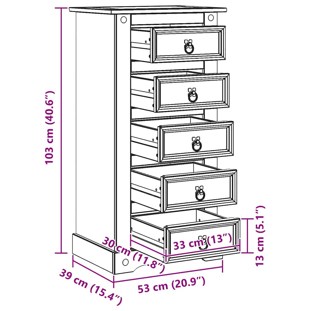 Table de chevet avec tiroir Pin massif - Imagem 13