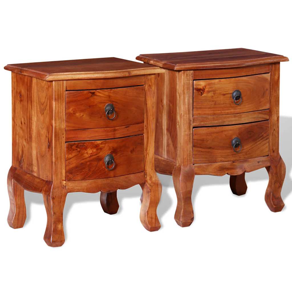 Tables de chevet avec tiroirs 2 pcs Bois d'acacia massif - Imagem 1