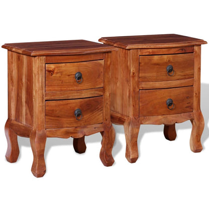 Tables de chevet avec tiroirs 2 pcs Bois d'acacia massif - Imagem 2