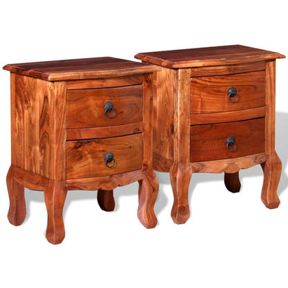 Tables de chevet avec tiroirs 2 pcs Bois d'acacia massif - Imagem 4