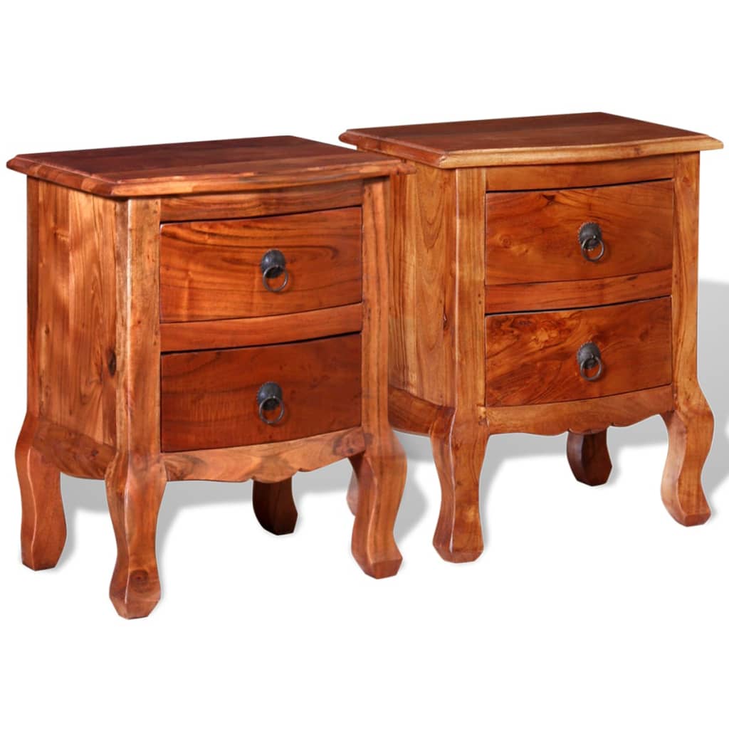 Tables de chevet avec tiroirs 2 pcs Bois d'acacia massif - Imagem 5