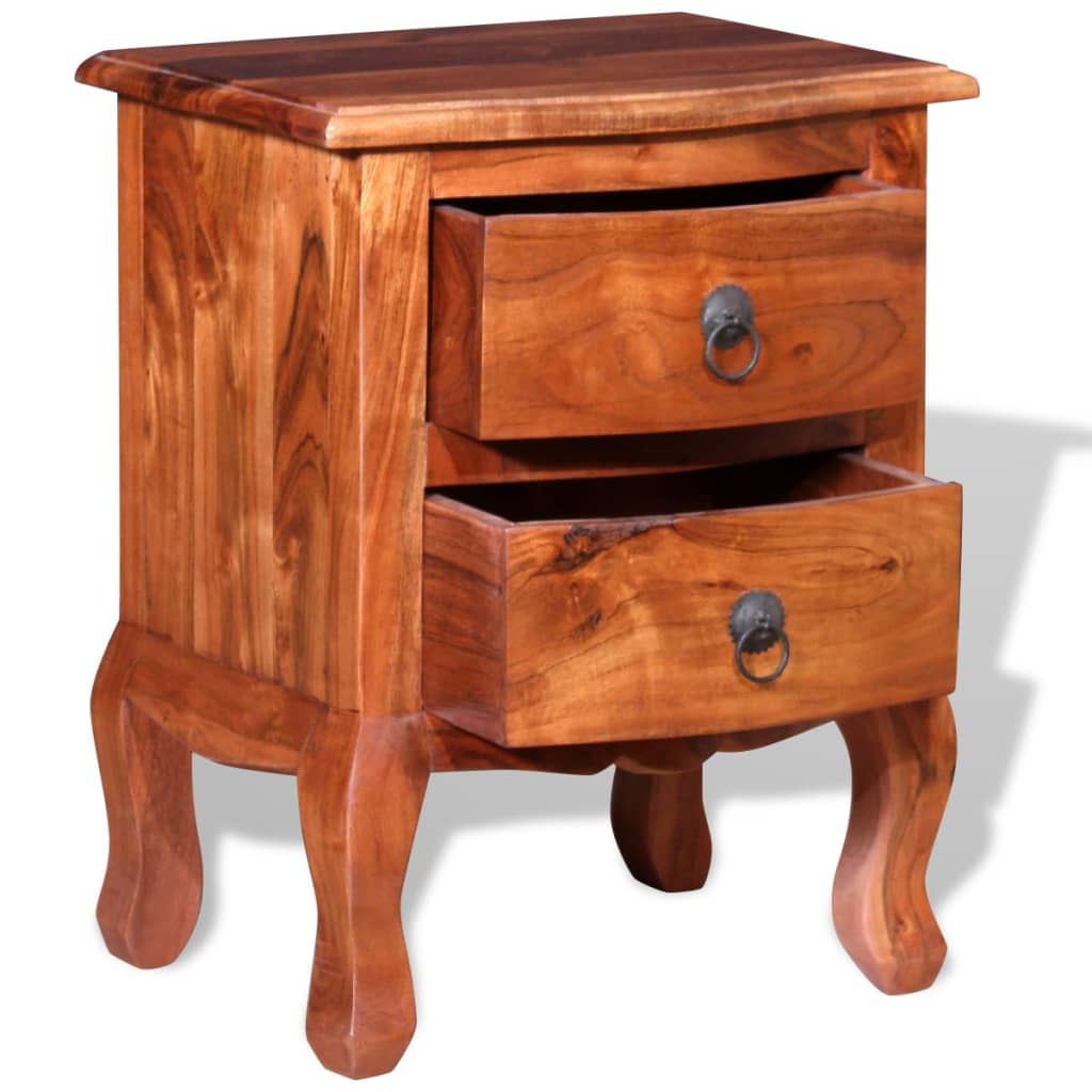 Tables de chevet avec tiroirs 2 pcs Bois d'acacia massif - Imagem 6