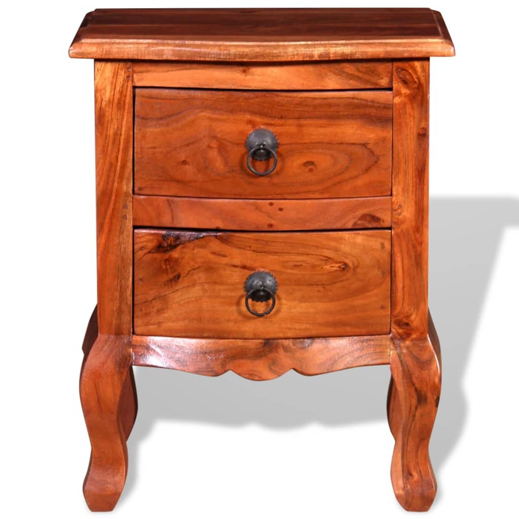 Tables de chevet avec tiroirs 2 pcs Bois d'acacia massif - Imagem 7