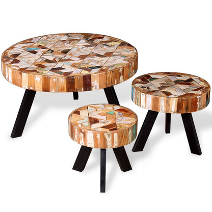 Ensemble de table basse 3 pièces Bois de récupération massif - Imagem 2