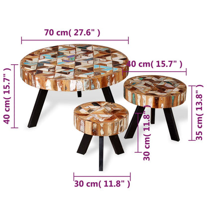 Ensemble de table basse 3 pièces Bois de récupération massif - Imagem 8