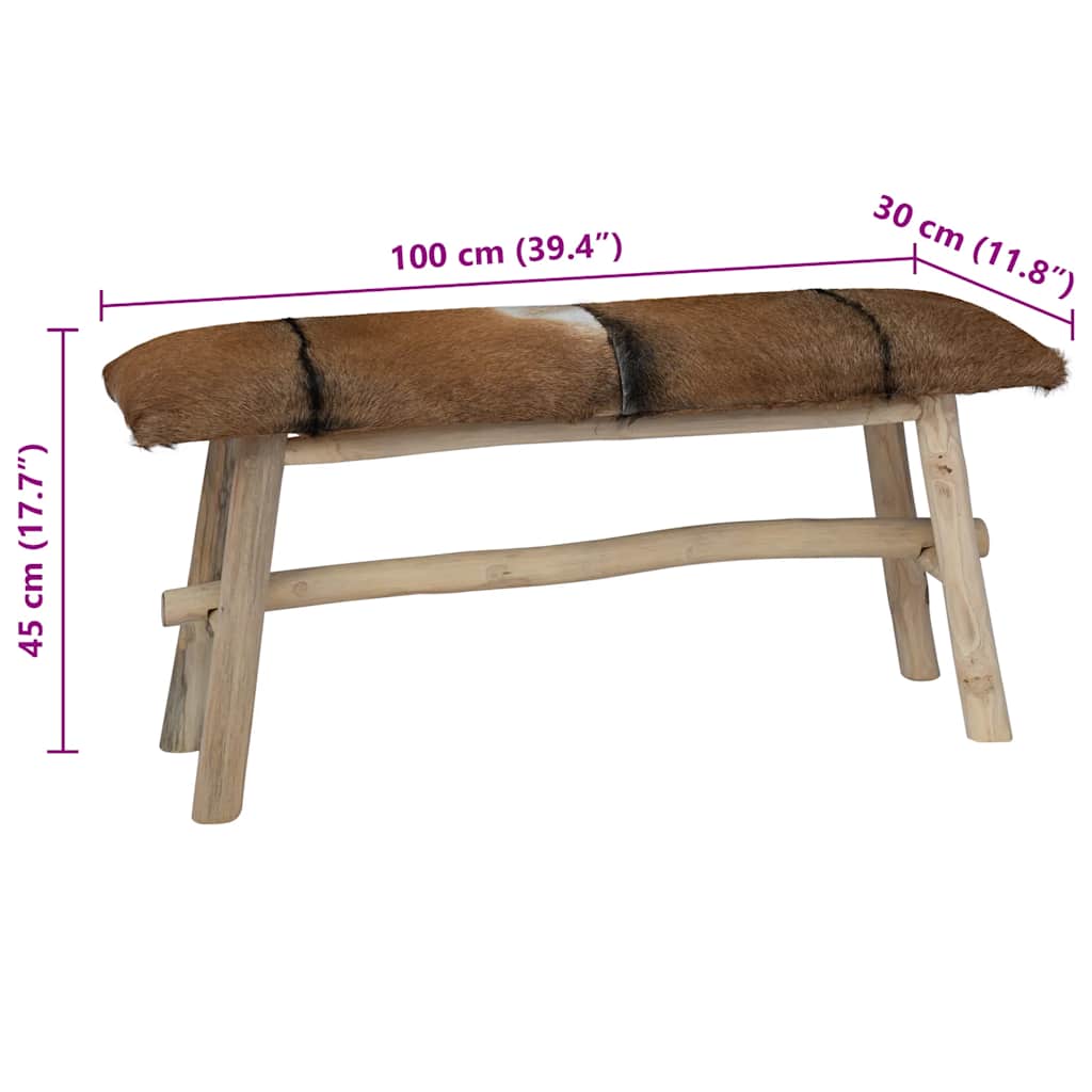 Banc cuir de chèvre Teck - Imagem 8