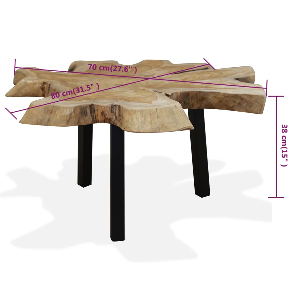 Table basse Teck authentique 80x70x38 cm - Imagem 10