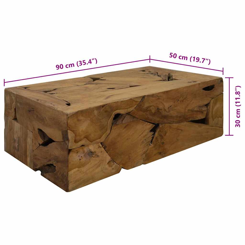 Table basse 50x50x35 cm Teck véritable Marron - Imagem 14