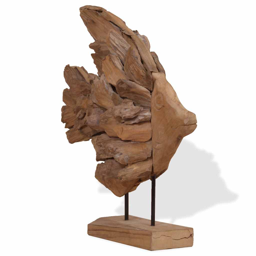 Sculpture de poisson teck 40x12x57 cm - Imagem 2