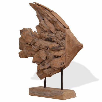 Sculpture de poisson teck 40x12x57 cm - Imagem 3