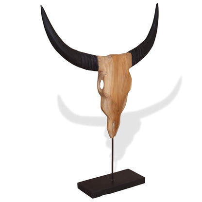 Sculpture de crâne de taureau teck 66x15x88 cm - Imagem 1