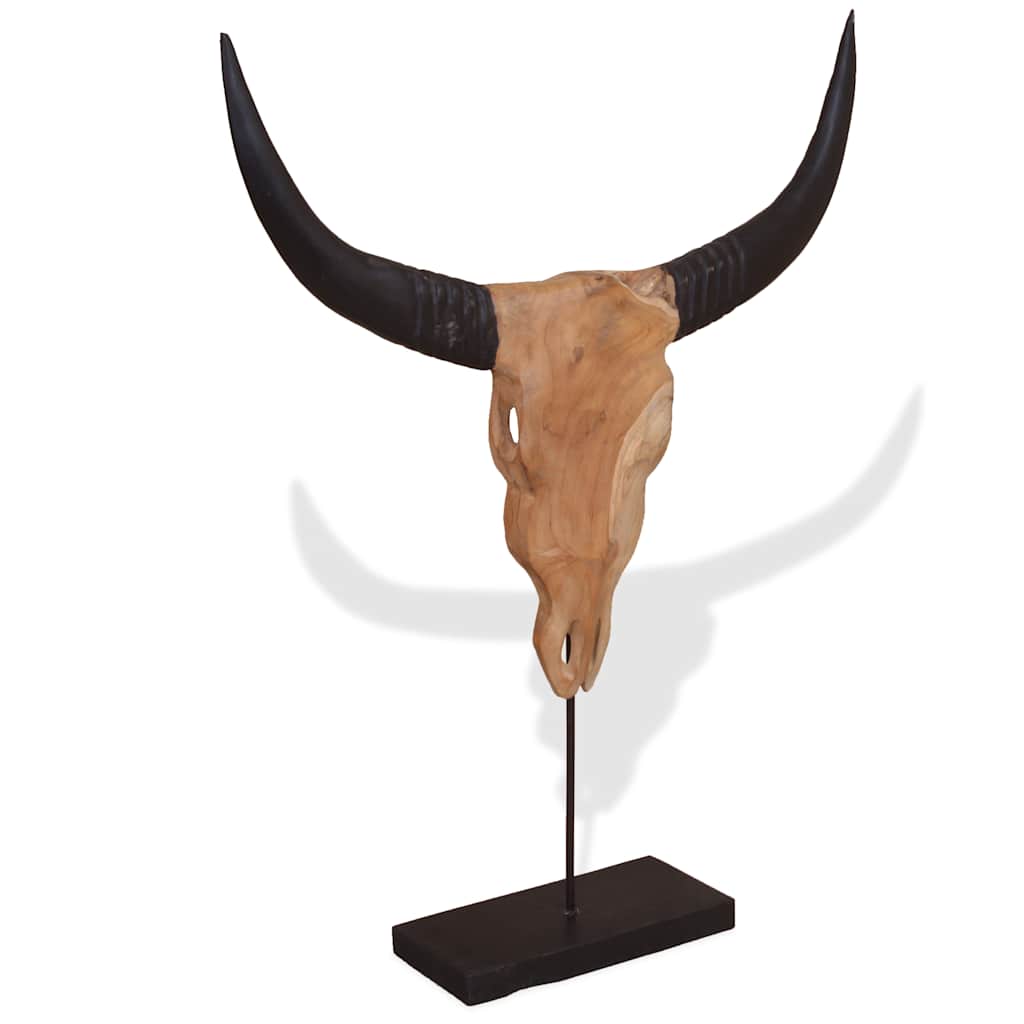Sculpture de crâne de taureau teck 66x15x88 cm - Imagem 2