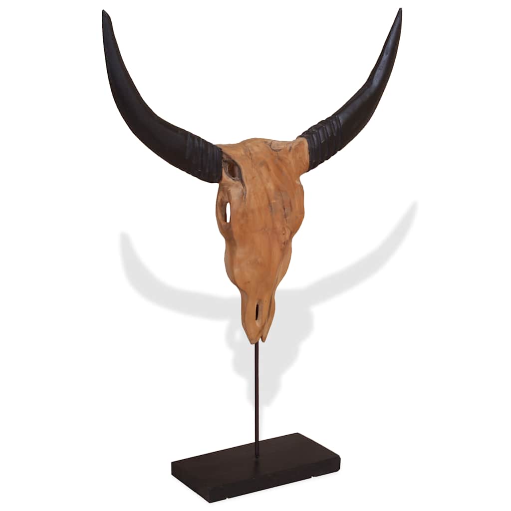 Sculpture de crâne de taureau teck 66x15x88 cm - Imagem 4