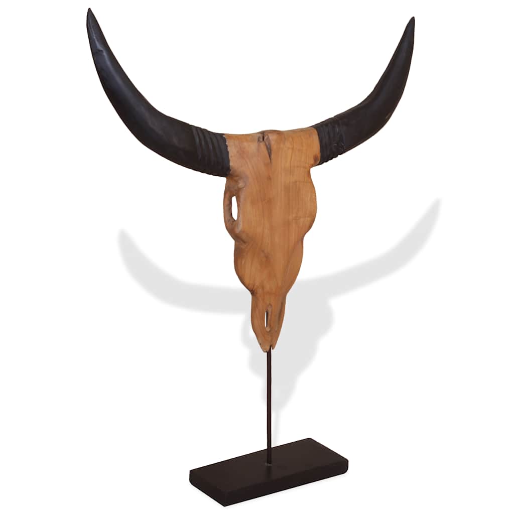 Sculpture de crâne de taureau teck 66x15x88 cm - Imagem 5
