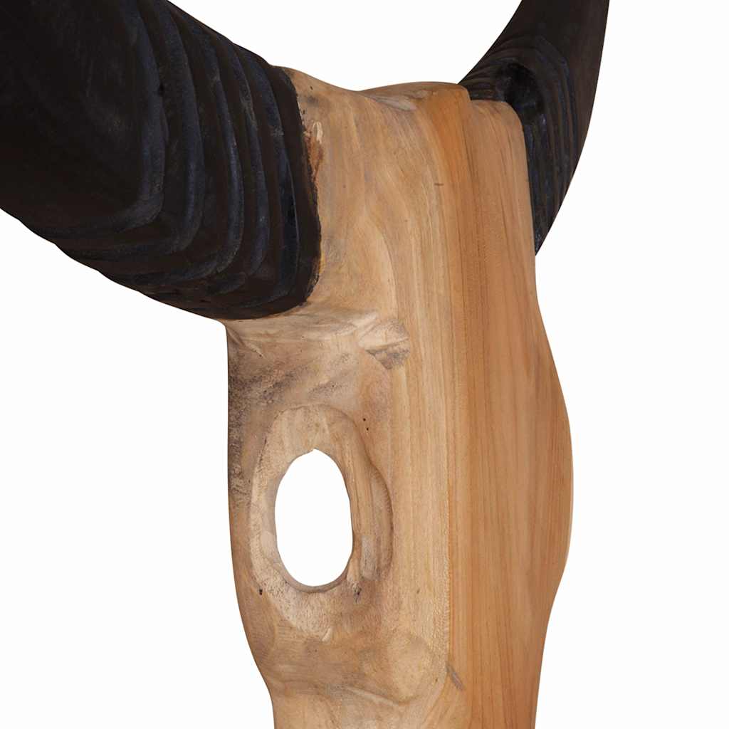 Sculpture de crâne de taureau teck 66x15x88 cm - Imagem 6