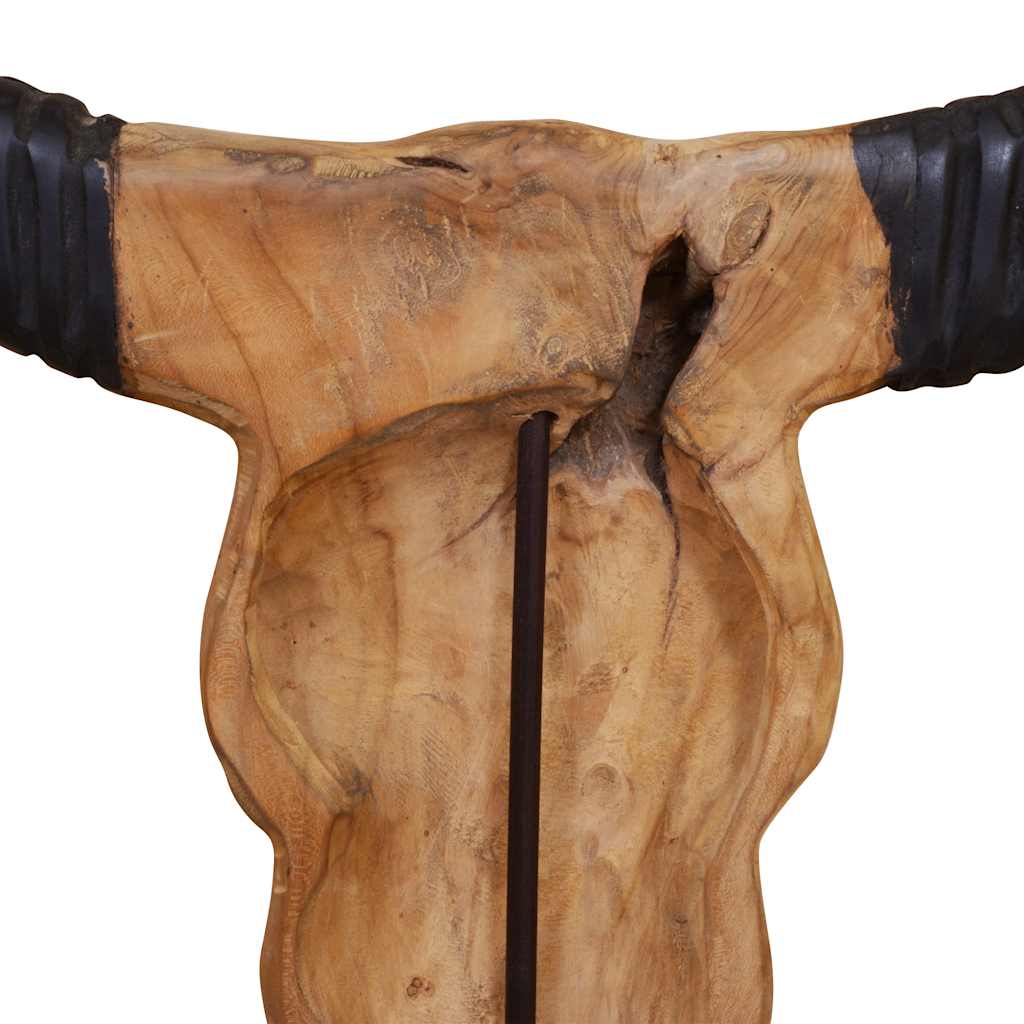 Sculpture de crâne de taureau teck 66x15x88 cm - Imagem 8
