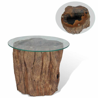 Table basse Teck Verre 50x40 cm - Imagem 1