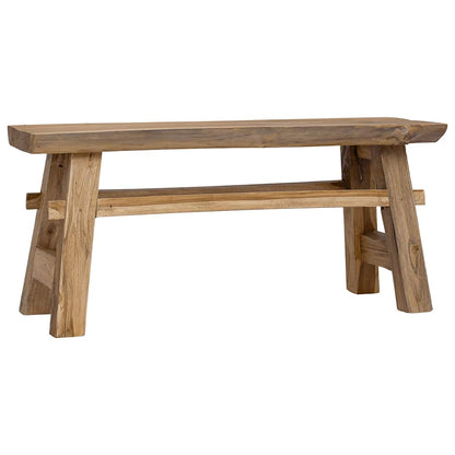 Banc bois de récupération mélangé et teck massif 100x28x43 cm - Imagem 1
