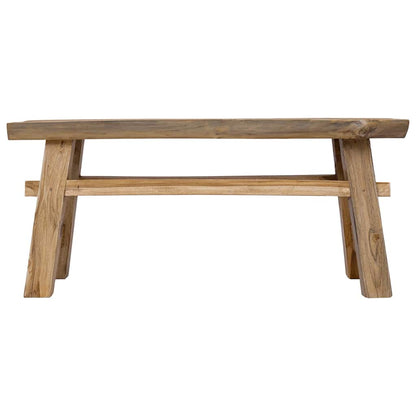 Banc bois de récupération mélangé et teck massif 100x28x43 cm - Imagem 3