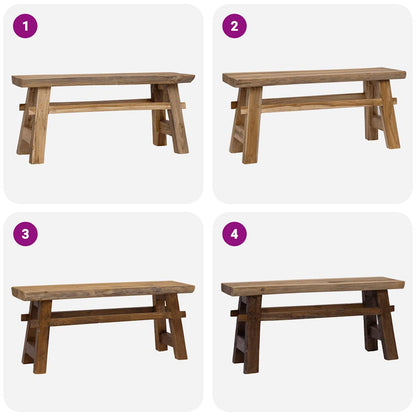 Banc bois de récupération mélangé et teck massif 100x28x43 cm - Imagem 6
