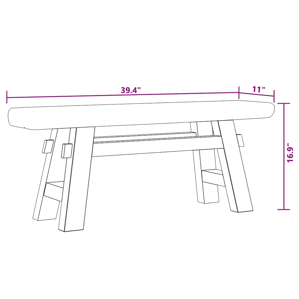 Banc bois de récupération mélangé et teck massif 100x28x43 cm - Imagem 10