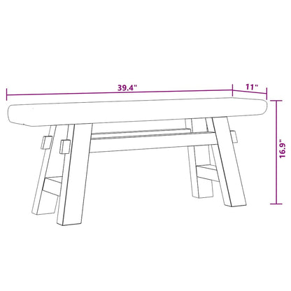 Banc bois de récupération mélangé et teck massif 100x28x43 cm - Imagem 10