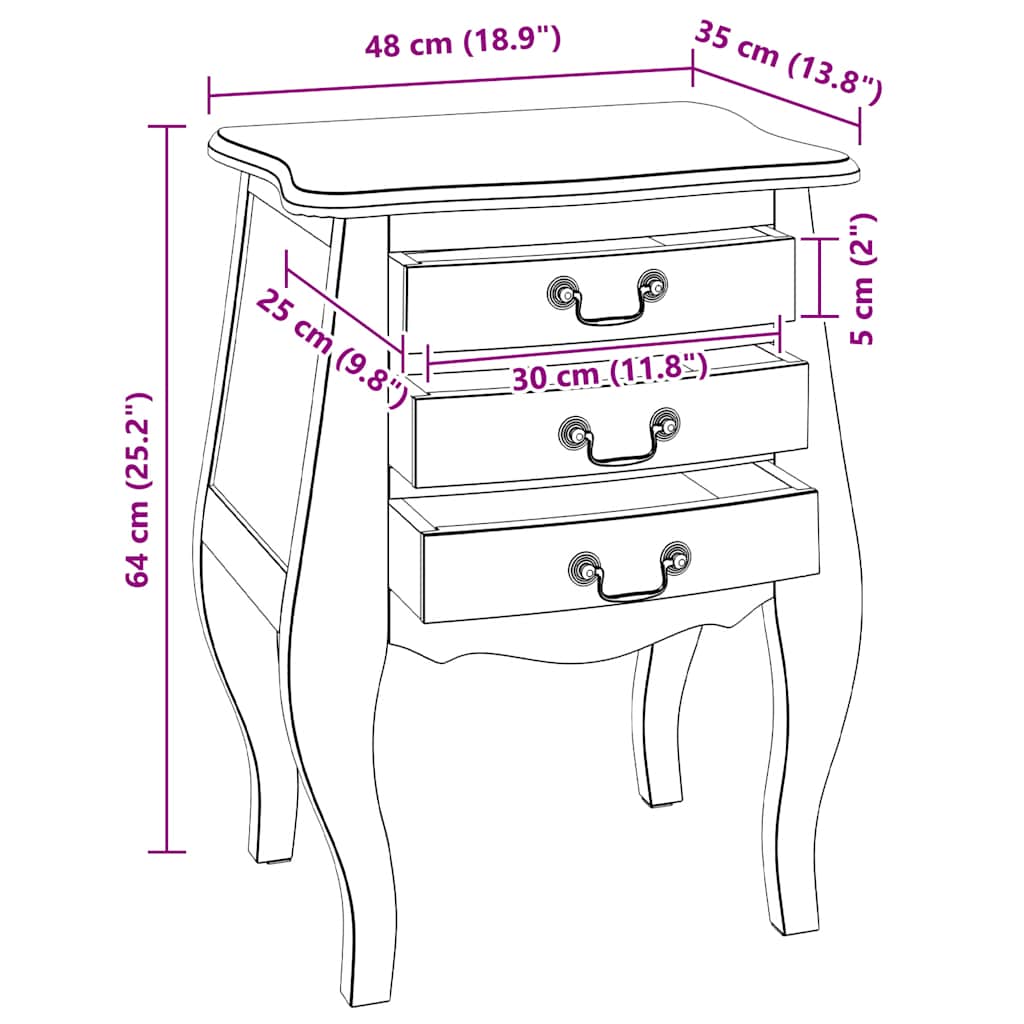 Table de chevet bois d'acajou massif 48x35x64 cm - Imagem 10