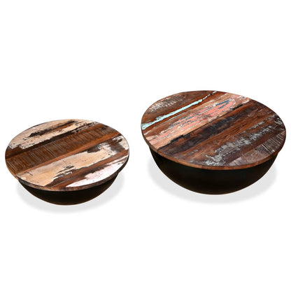 Ensemble de table basse 2pcs Bois récupération massif forme bol - Imagem 4