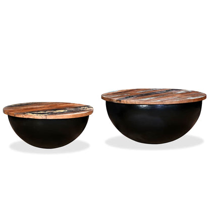 Ensemble de table basse 2pcs Bois récupération massif forme bol - Imagem 5