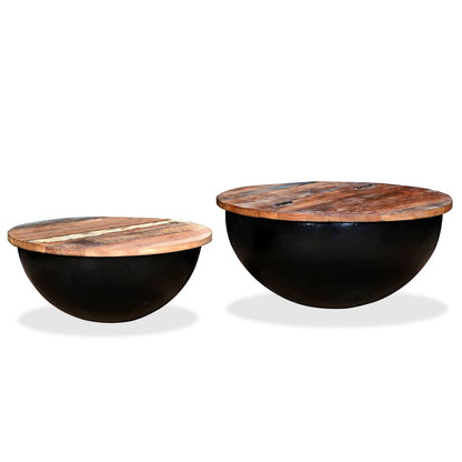 Ensemble de table basse 2pcs Bois récupération massif forme bol - Imagem 10