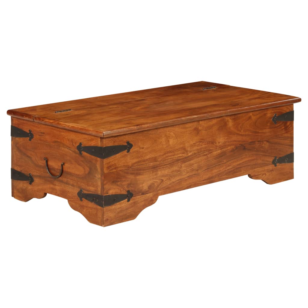 Table basse Bois d'acacia solide avec finition miel 110x55x35cm - Imagem 11