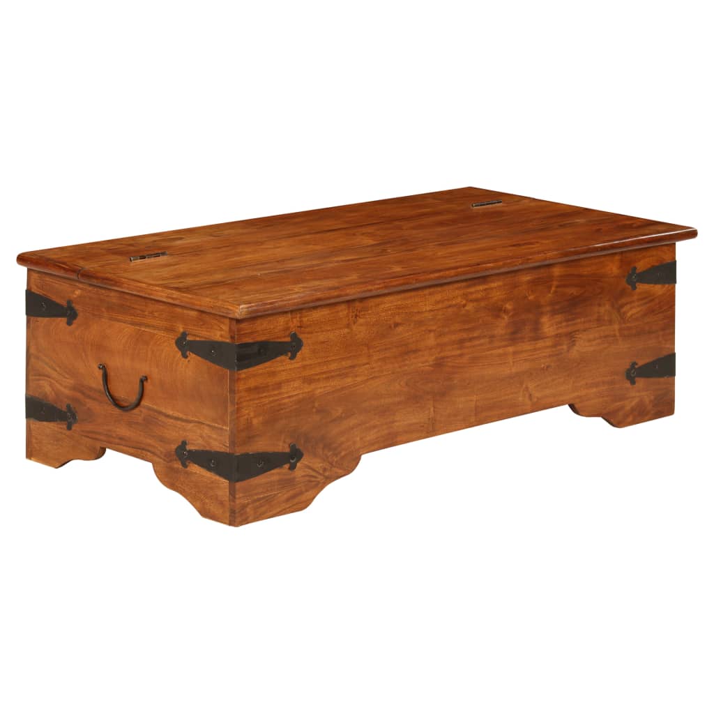 Table basse Bois d'acacia solide avec finition miel 110x55x35cm - Imagem 12