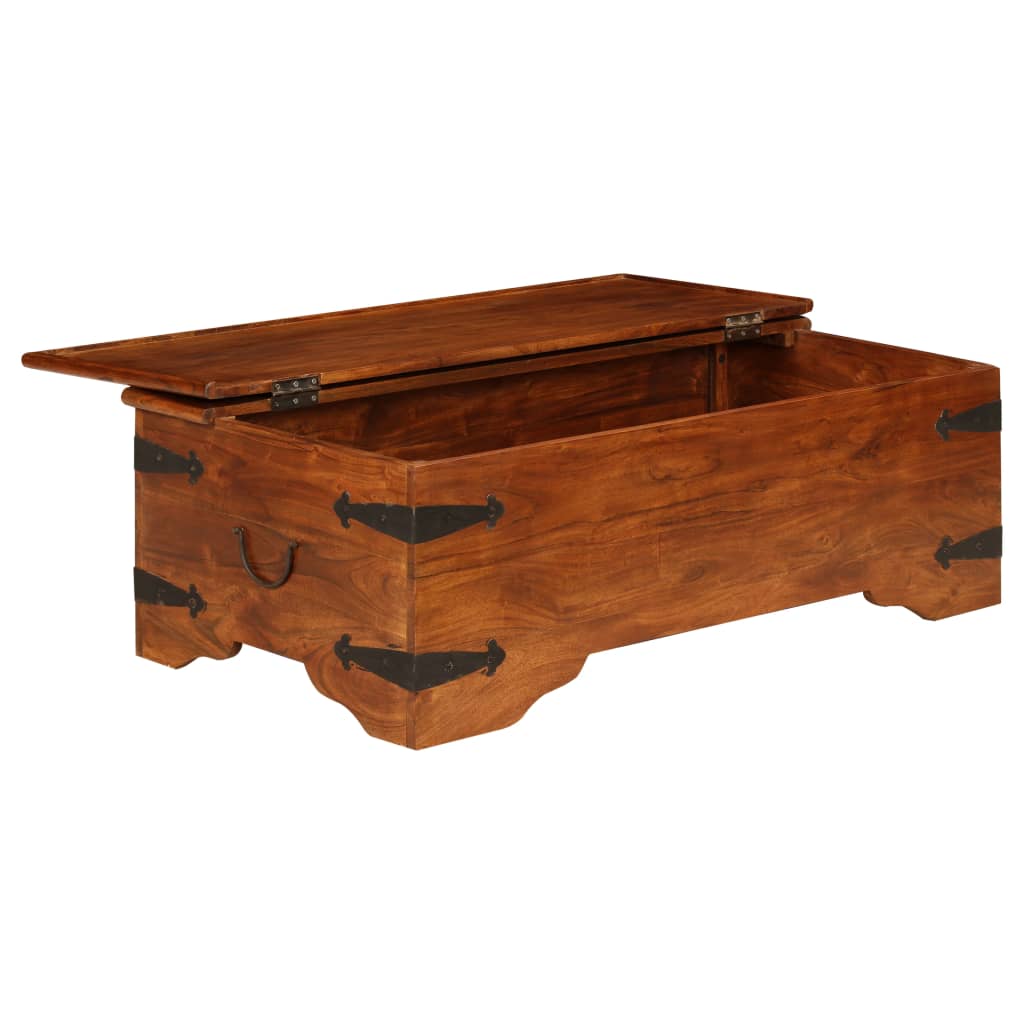 Table basse Bois d'acacia solide avec finition miel 110x55x35cm - Imagem 4