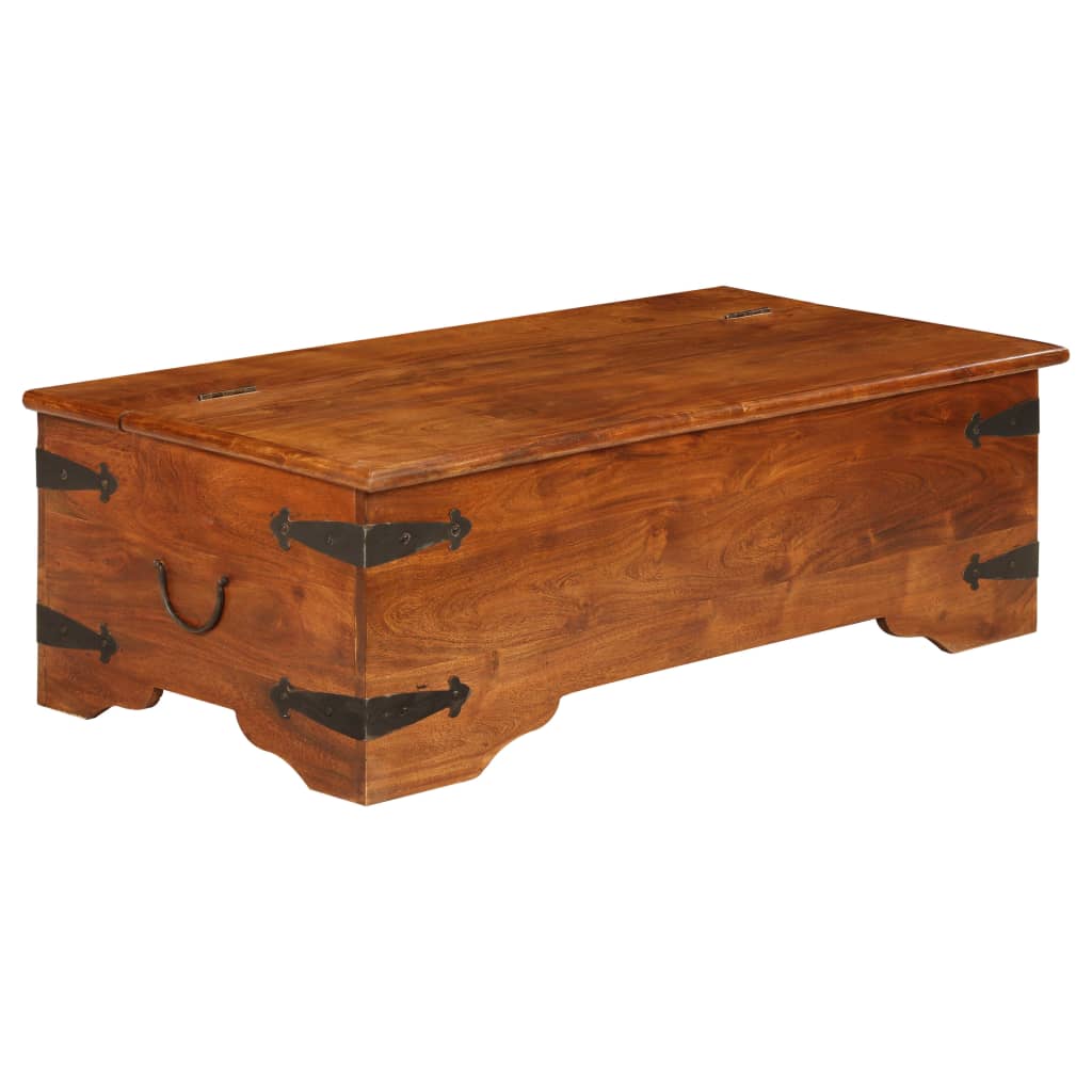 Table basse Bois d'acacia solide avec finition miel 110x55x35cm - Imagem 9